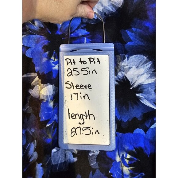 Karen Scott Plus Size 2X Blue And Black Floral Top Plus Women's Blouse - Picture 4 of 8